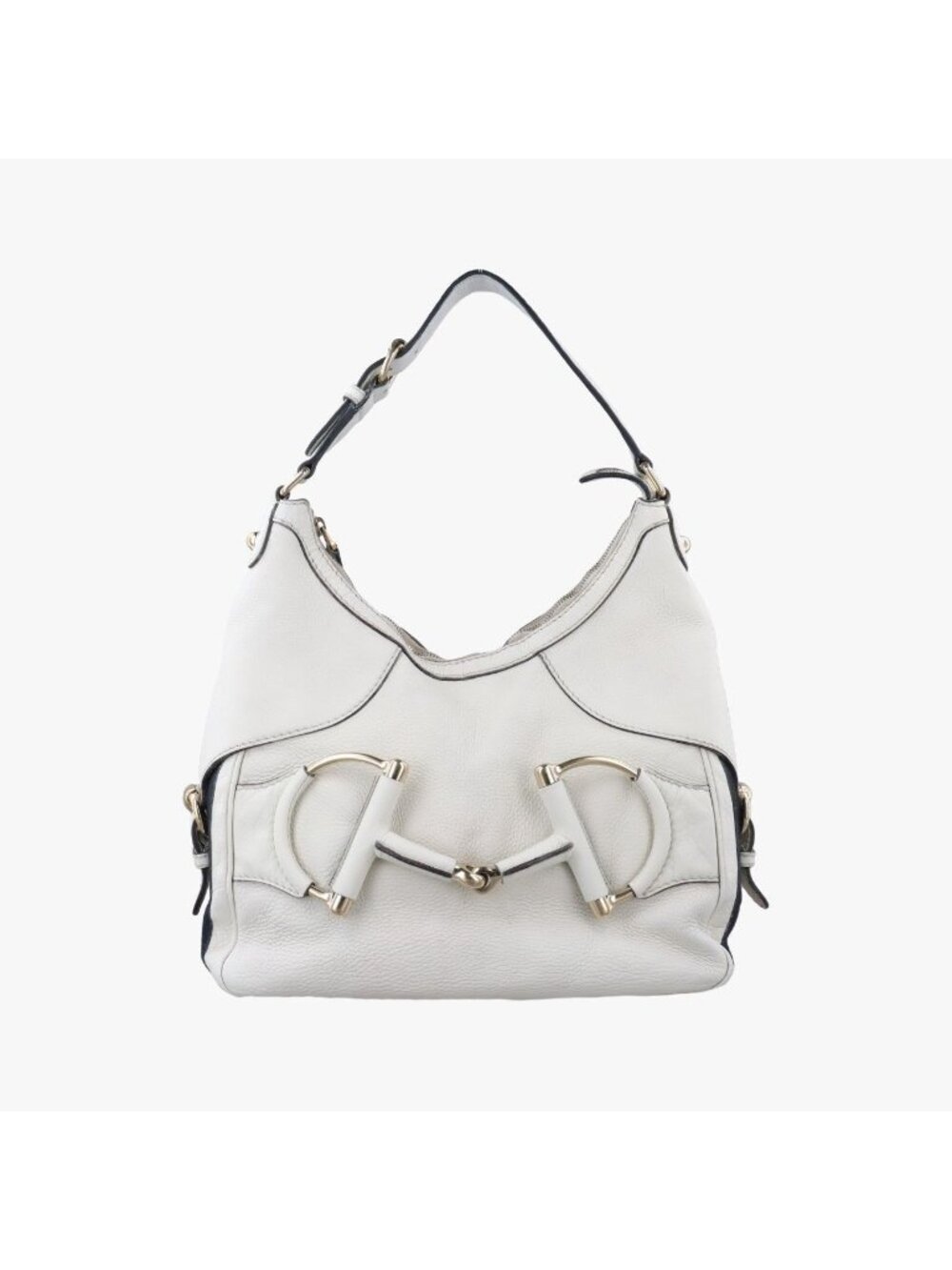 Gucci Heritage Horsebit Hobo White Leather